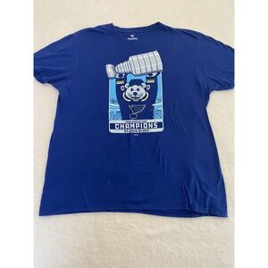 St.Louis Blues 2019 Stanley Cup Champions Tshirt Logos Short Sleeve Size X-Large